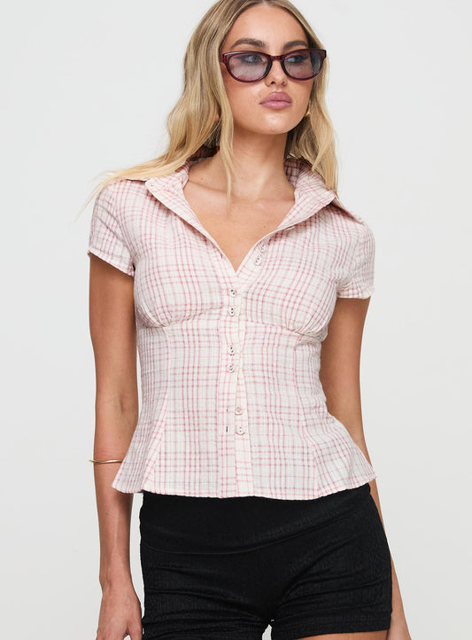 ShapeLine™ Fitted Plaid Top