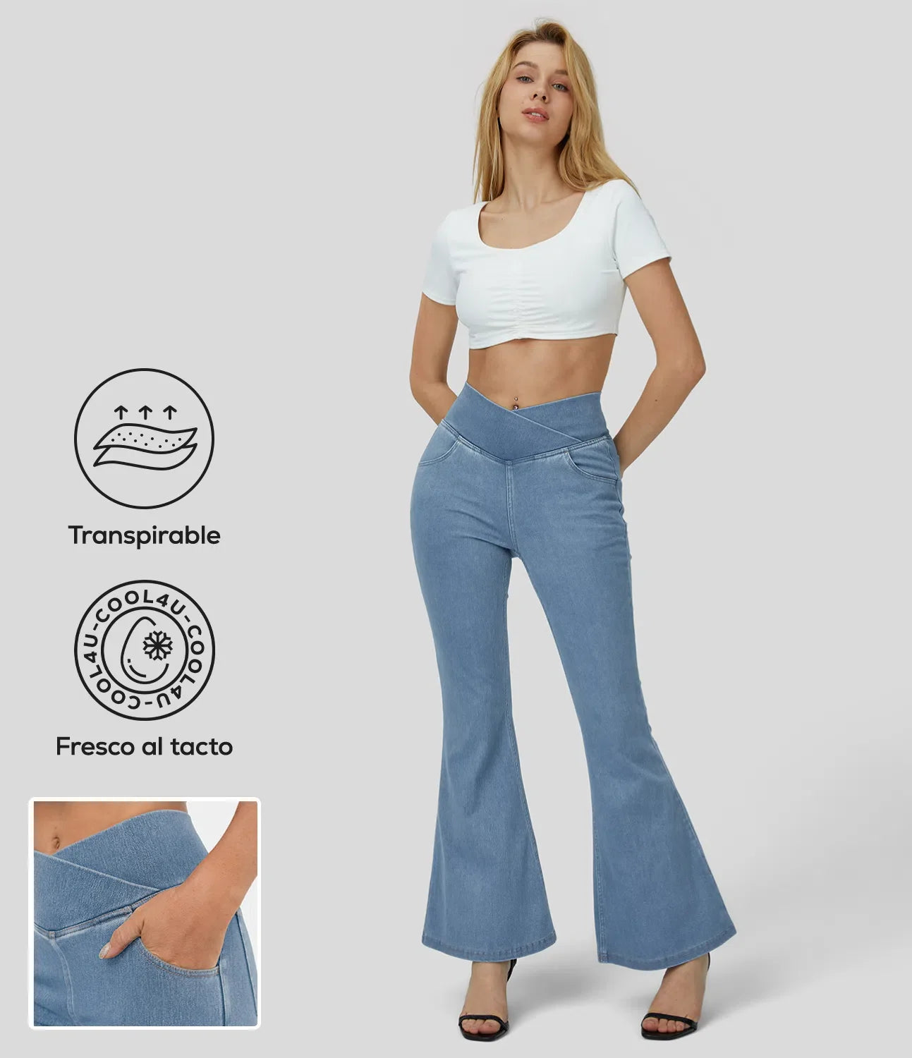 FlexForm™ High Waisted Tummy Control Flare Jeans with Pockets