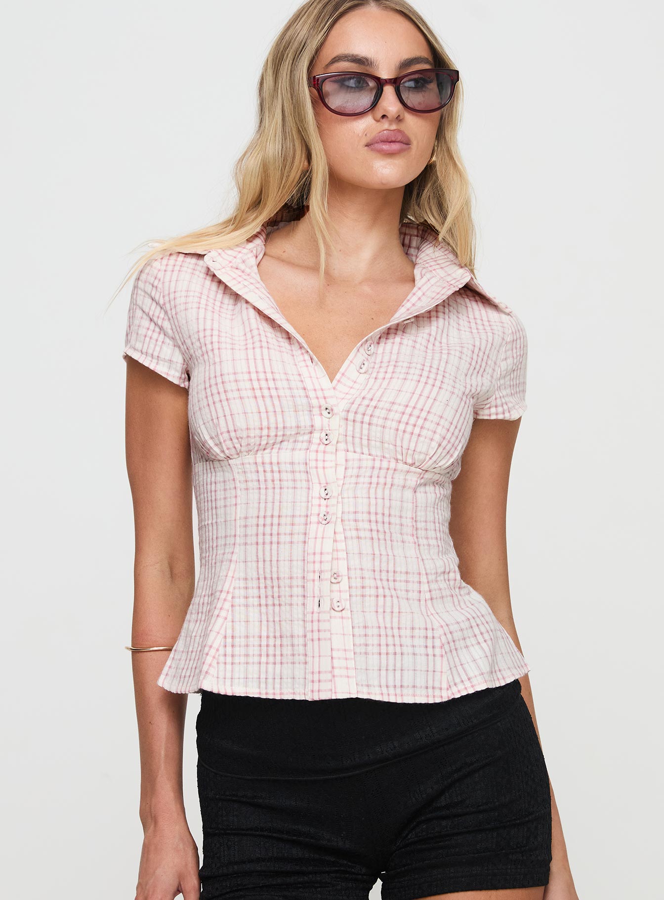 ShapeLine™ Fitted Plaid Top