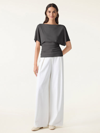 Ruched Waist Flutter Top