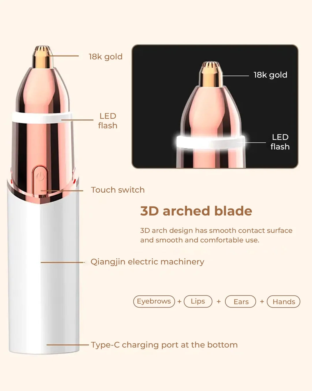 Aurelle Gold Facial Shaver