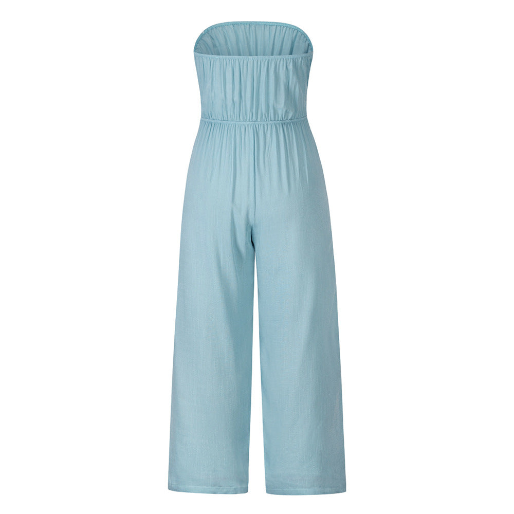 Casual Backless Slim Straight Fit Jumpsuit