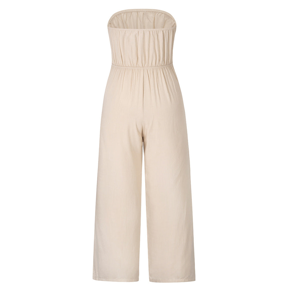 Casual Backless Slim Straight Fit Jumpsuit