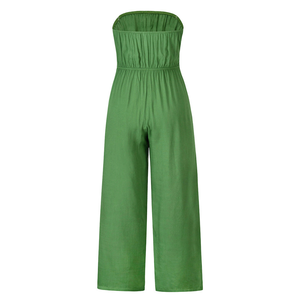 Casual Backless Slim Straight Fit Jumpsuit