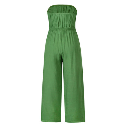Casual Backless Slim Straight Fit Jumpsuit